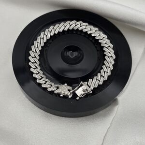 Sterling Silver 925 Iced Moissanite Monaco Cuban Link Bracelet